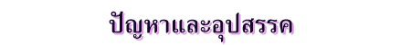 ปัญหาและอุปสรรค